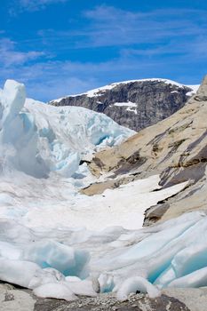 Close-up view at Nigardsbreen Glacier in Jostedalsbreen National Park, Norway