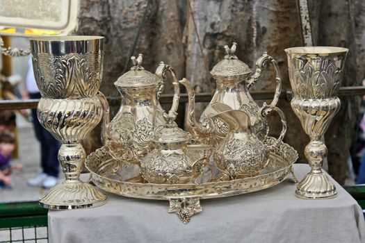 Sao Paulo, Brazil, July 18 2015: Detail of the traditional antique objects market that has been held all Saturdays in Benedito Calixto square in Sao Paulo Brazil. 