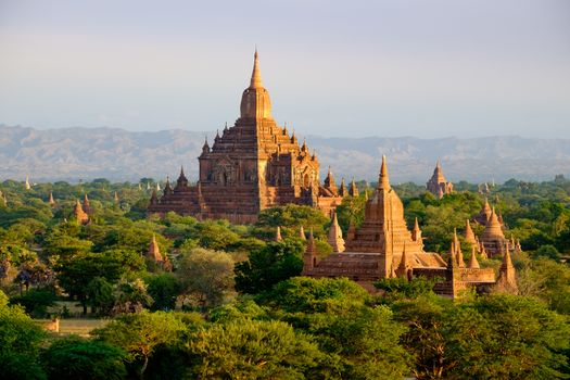 Scenic view of antient Sulamani temple at sunrise, Bagan, Myanmar (Burma)