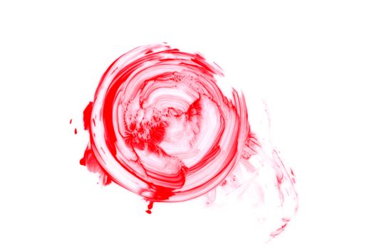 Blood splatter isolated on white background, top view.