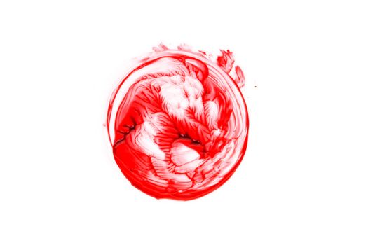 Blood splatter isolated on white background, top view.