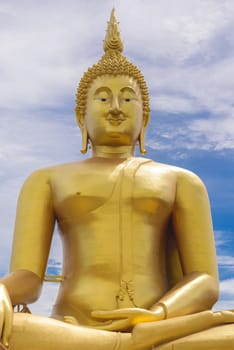 Golden Buddha statue of big buddha.Wat Muang temple, Ang Thong, Thailand