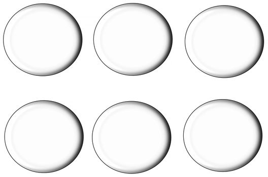 A set of round buttons, rounded and shaded on white ground.