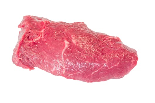 Fresh raw beef steak on a white plate.