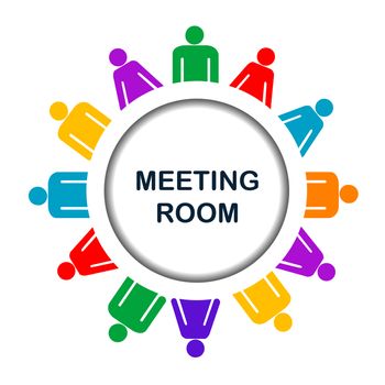 Colorful meeting room icon over white background