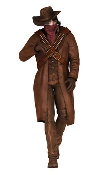 3D digital render of a young handsome cowboy isolated on white background