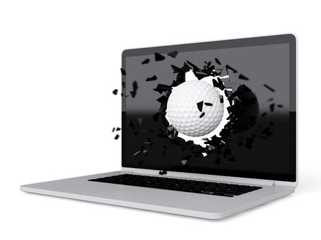 golf ball destroy laptop