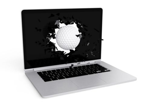 golf ball destroy laptop