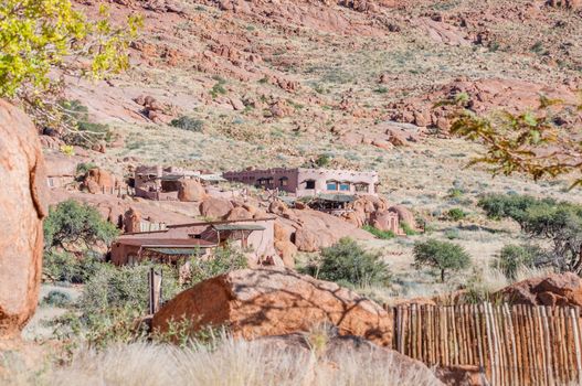 KOIIMASIS, NAMIBIA - JUNE 13, 2011: The lodge at Koiimasis melts in with the surroundings and is nearly invisible seen from far away
