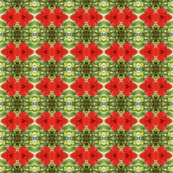 Full bloom of red hibiscus flower seamless use as pattern and wallpaper.