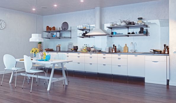 modern kitchen interior. 3d design concept