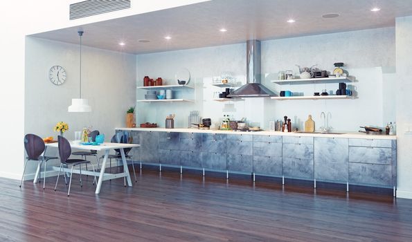 modern kitchen interior. 3d design concept
