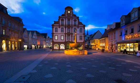 SPEYER, GERMANY - FEBRUARY 04, 2015: Historic center of Speyer at dusk - an old town where several the German Emperor were crowned