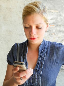 young woman look at the phone