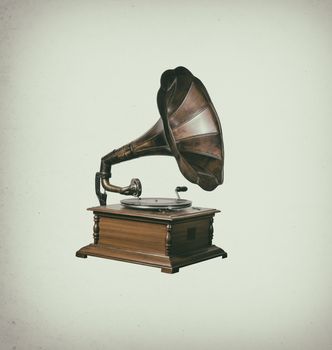 Classic Gramophone on vintage background