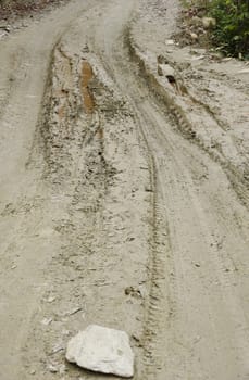 closed up the mud path on village in Nepal