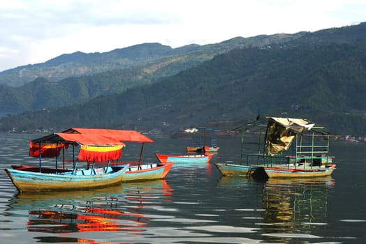view of Phewa lake at Pokhara, Nepal