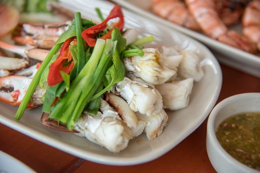 closed up the streamed crab in restaurant