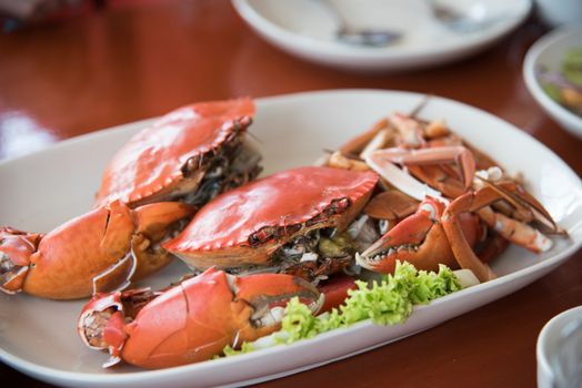 closed up the streamed crab in restaurant