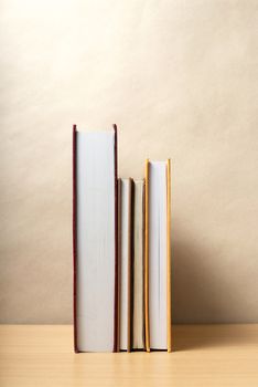 stand up of book on wood table background