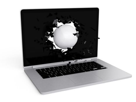 volleyball destroy laptop