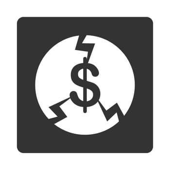 Financial Crash icon from Commerce Buttons OverColor Set. Glyph style is white and gray colors, flat square rounded button, white background.