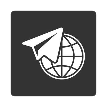 Freelance icon from Commerce Buttons OverColor Set. Glyph style is white and gray colors, flat square rounded button, white background.