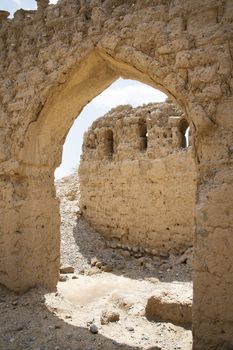 Image of historic ruins in the town Tanuf in Sultanate Oman, middle east
