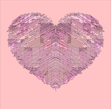drawing pink heart shape
