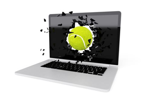 tennis ball destroy laptop