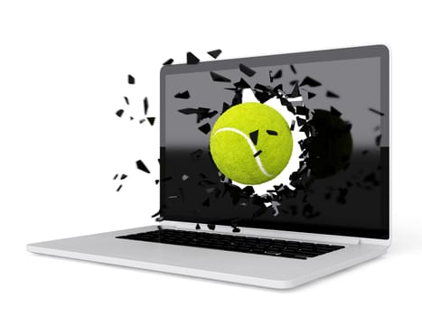 tennis ball destroy laptop