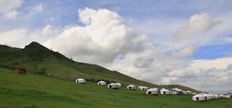 Mongolian Yurts near capital town Ullaanbaator in Mongolia