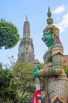 Demon Guardian Statues at Arun temple,Bangkok, Thailand.