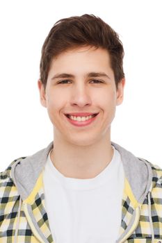 happiness, youth and people concept - smiling student boy