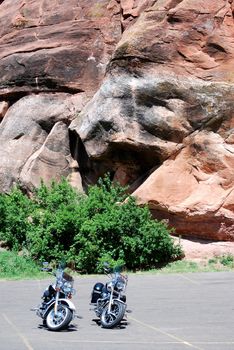 Motorbikes in a natural park.