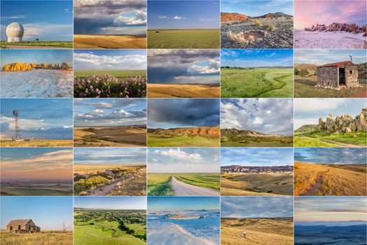 landscape picture collection from Colorado prairie including Pawnee National Grassland and nature area at foothills of Rocky Mountains