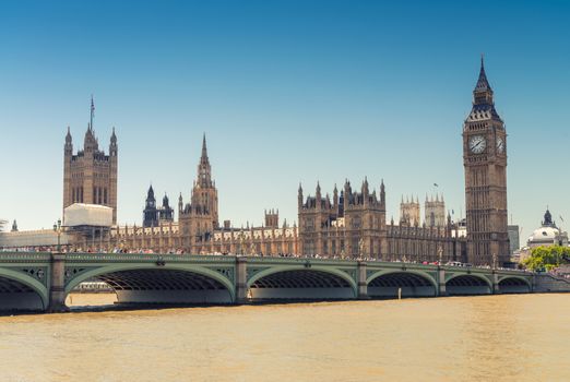 Westminster Bridge and Houses of Parliament, London.