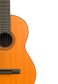 Classical Guitar Body Closeup on White Background