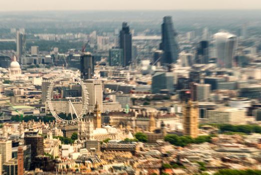 Blurred aerial view of London.