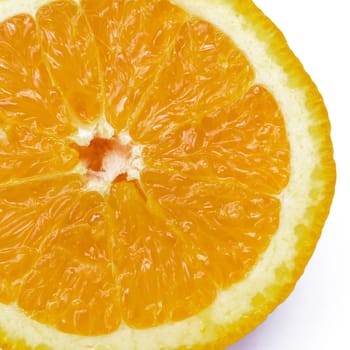 Closeup slice of orange fruit  background.