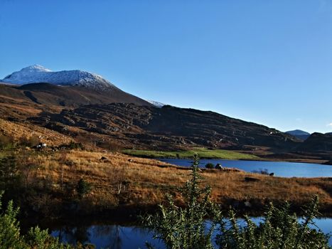Lough Acoose lake under Carrauntoohil, Irelands highest mountain.