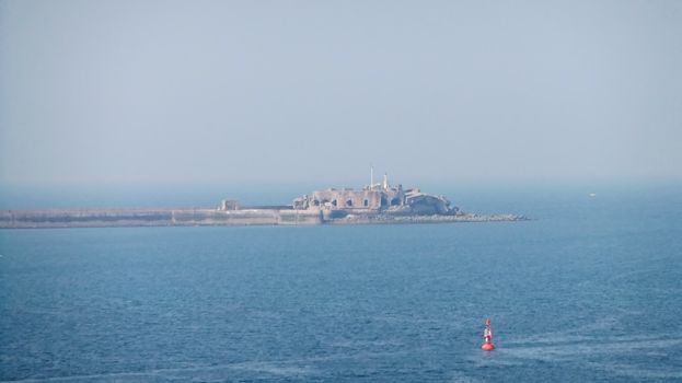 Cherbourg Harbour Fort de l'Est (East end of the long sea wall), half-destroyed during the Second World War