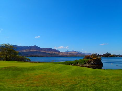 Golf course in Killarney with Lough Leane Lake in behind
