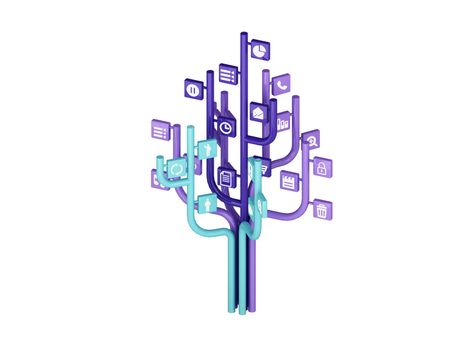 the tree consisting of the icons on the topic of social media