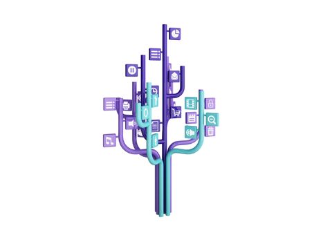 the tree consisting of the icons on the topic of social media