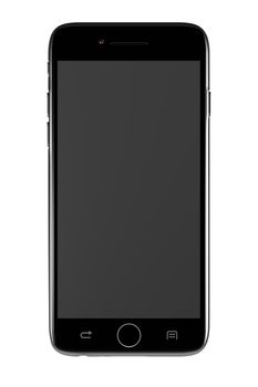 Standing Metallic Smartphone Turned Off with Blank Display on White Background 3D Illustration