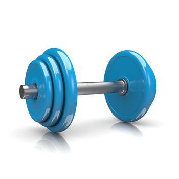 Blue Weight on White Background 3D Illustration