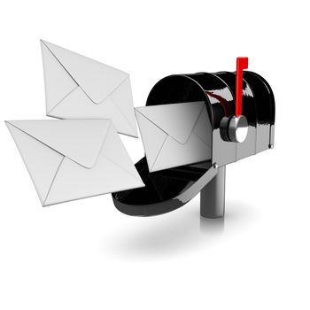 Black Mailbox on White Background 3D Illustration