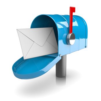 Blue Mailbox on White Background 3D Illustration