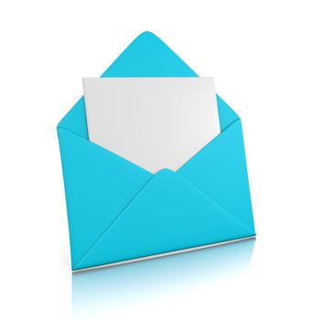 Single Blue Mail Envelope Opened Illustration on White Background